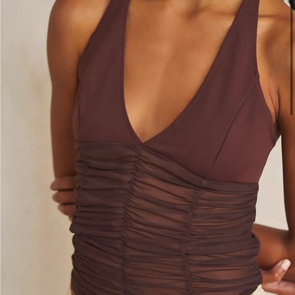 Intimately by Free People In A Cinch Tank Top in “Bitter Bark” Brown - Picture 2 of 9
